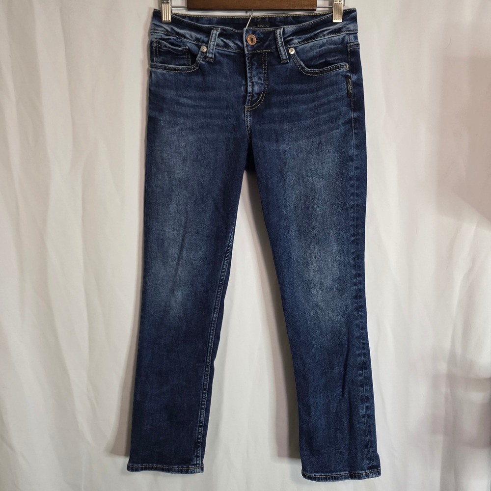 Silver Jeans Co Suki Capri Women Blue Dark Wash Mid Rise Curvy‎ Stretch Denim